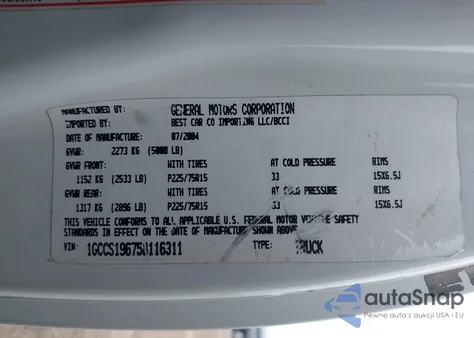 2005 Chevrolet Colorado Ls из США, поврежденный, VIN 1GCCS196758116311